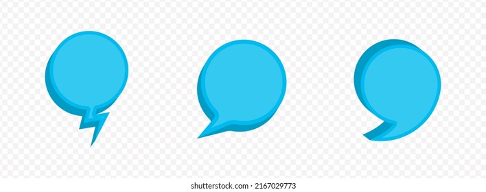 Vector illustration off blue bubble chat icon collection set with circle shape on transparent background (PNG). Creative 3D vector illustration