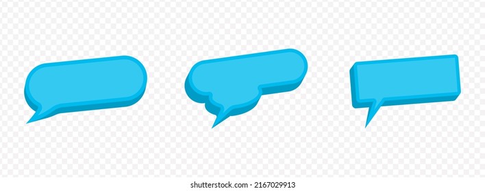 Vector illustration off blue bubble chat icon collection set with horizontal rectangle shape on transparent background (PNG). Creative 3D vector illustration