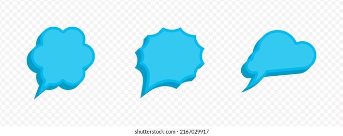 Vector illustration off blue bubble chat icon collection set with cloud shape on transparent background (PNG). Creative 3D vector illustration