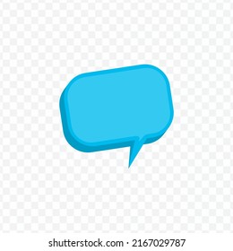 Ilustración vectorial de la burbuja de chat azul con forma de rectángulo redondeado sobre fondo transparente (PNG). Ilustración vectorial 3D creativa