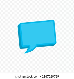 Vektorgrafik von blauer Chatblase mit rechteckiger quadratischer Form auf transparentem Hintergrund (PNG). Kreative 3D-Vektorgrafik