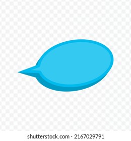 Ilustración vectorial de la burbuja de chat azul con forma ovalada sobre fondo transparente (PNG). Ilustración vectorial 3D creativa