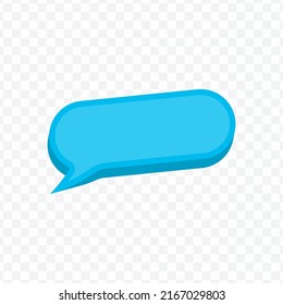 Vector illustration off blue chat bubble with long rectangular shape on transparent background (PNG). Creative 3D vector illustration