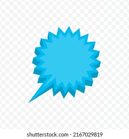 Vector Illustration Off Blue Chat Bubble With Star Shape On Transparent Background (PNG). Creative 3D Vector Illustration