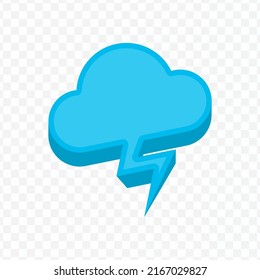 Vector illustration off blue chat bubble with simple cloud shape on transparent background (PNG). Creative 3D vector illustration