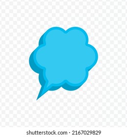 Vector Illustration Off Blue Chat Bubble With Flower Shape On Transparent Background (PNG). Creative 3D Vector Illustration