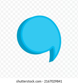 Ilustración vectorial de la burbuja de chat azul con forma de círculo sobre fondo transparente (PNG). Ilustración vectorial 3D creativa