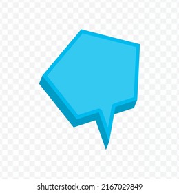 Vector illustration off blue chat bubble with Pentagon shape on transparent background (PNG). Creative 3D vector illustration