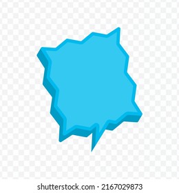 Vector illustration off blue chat bubble with zig zag rectangle  shape on transparent background (PNG). Creative 3D vector illustration