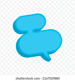 Vector illustration off blue chat bubble with two round rectangles shape on transparent background (PNG). Creative 3D vector illustration