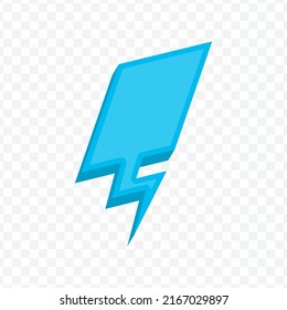 Vector illustration off blue chat bubble with parallelogram shape on transparent background (PNG). Creative 3D vector illustration