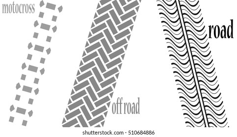 Vector illustration off road tire prints on white background