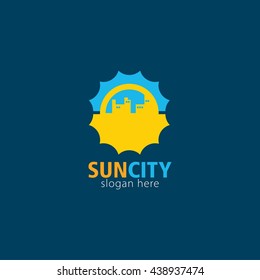 Vector illustration off sun city logo design template. flat style design