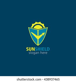 Vector illustration off sun shield logo design template. flat style design