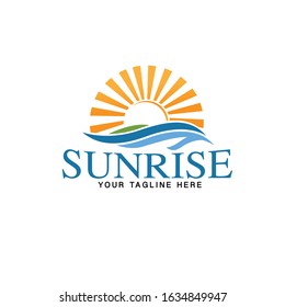 Vector illustration off sunrise or sun logo design template.