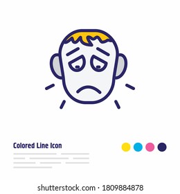 Ilustración vectorial de la línea coloreada del icono de ofensa. El bello elemento emoji también se puede usar como elemento de icono de dolor.