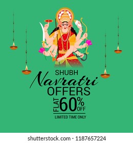 Vector illustration of a Offer Background for Happy Navratri Celebration.