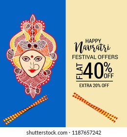Vector illustration of a Offer Background for Happy Navratri Celebration.