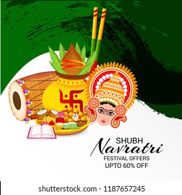 Vector illustration of a Offer Background for Happy Navratri Celebration.