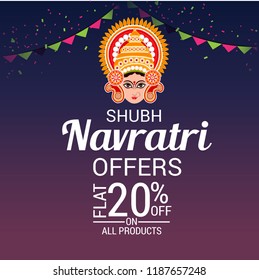 Vector illustration of a Offer Background for Happy Navratri Celebration.