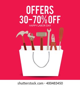Vector illustration of a offer background for Happy Labor Day.