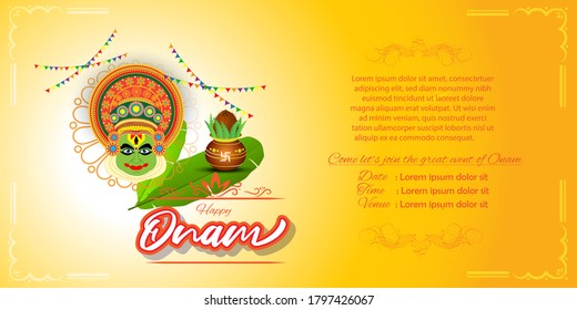 VECTOR ILLUSTRATION OF OFFER BANNER , GREETING FOR INDIAN FESTIVAL ONAM MEANS ONAM. FESTIVE BACKGROUND CONCEPT