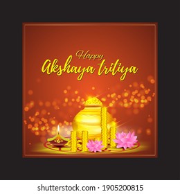 VECTOR ILLUSTRATION OFFER BANNER FOR INDIAN FESTIVAL WITH TEXT  AKSHAYA TRITIYA MEANS  AKSHAYA TRITIYA'