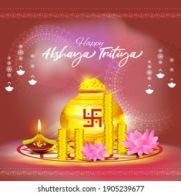 VECTOR ILLUSTRATION OFFER BANNER FOR INDIAN FESTIVAL WITH TEXT  AKSHAYA TRITIYA MEANS  AKSHAYA TRITIYA'