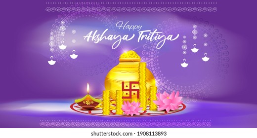 VECTOR ILLUSTRATION OFFER BANNER FOR INDIAN FESTIVAL WITH TEXT  AKSHAYA TRITIYA MEANS  AKSHAYA TRITIYA'