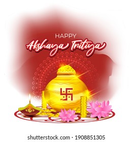 VECTOR ILLUSTRATION OFFER BANNER FOR INDIAN FESTIVAL WITH TEXT  AKSHAYA TRITIYA MEANS  AKSHAYA TRITIYA'