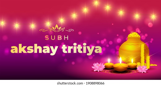 VECTOR ILLUSTRATION OFFER BANNER FOR INDIAN FESTIVAL WITH TEXT  AKSHAYA TRITIYA MEANS  AKSHAYA TRITIYA'