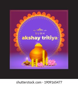 VECTOR ILLUSTRATION OFFER BANNER FOR INDIAN FESTIVAL WITH TEXT  AKSHAYA TRITIYA MEANS  AKSHAYA TRITIYA'