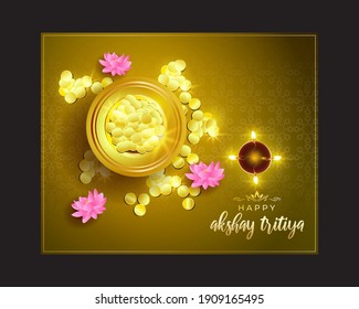 VECTOR ILLUSTRATION OFFER BANNER FOR INDIAN FESTIVAL WITH TEXT  AKSHAYA TRITIYA MEANS  AKSHAYA TRITIYA'