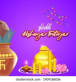 ILUSTRACIÓN DE VECTOR OFRECE BANNER PARA EL FESTIVAL INDIO CON TEXTO AKSHAYA TRITIYA SIGNIFICA AKSHAYA TRITIYA'