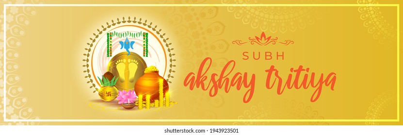 VECTOR ILLUSTRATION OFFER BANNER FOR INDIAN FESTIVAL WITH TEXT  AKSHAYA TRITIYA MEANS  AKSHAYA TRITIYA'