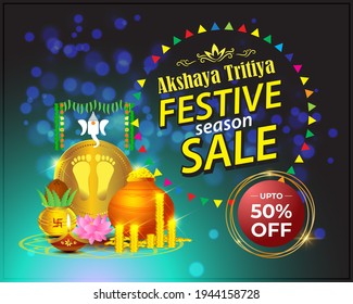 VEKTORGRAFIK BIETET BANNER FÜR INDISCHES FESTIVAL MIT TEXT AKSHAYA TRITIYA BEDEUTET AKSHAYA TRITIYA'