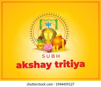 VECTOR ILLUSTRATION OFFER BANNER FOR INDIAN FESTIVAL WITH TEXT  AKSHAYA TRITIYA MEANS  AKSHAYA TRITIYA'