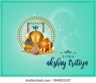 VECTOR ILLUSTRATION OFFER BANNER FOR INDIAN FESTIVAL WITH TEXT  AKSHAYA TRITIYA MEANS  AKSHAYA TRITIYA'
