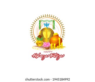 VECTOR ILLUSTRATION OFFER BANNER FOR INDIAN FESTIVAL WITH TEXT  AKSHAYA TRITIYA MEANS  AKSHAYA TRITIYA'