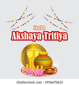 VECTOR ILLUSTRATION OFFER BANNER FOR INDIAN FESTIVAL WITH TEXT  AKSHAYA TRITIYA MEANS  AKSHAYA TRITIYA'
