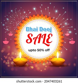 ilustración vectorial del cartel de oferta para el festival indio Bhai Dooj.