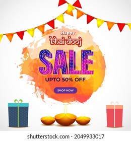 vector illustration of offer banner for an Indian festival Bhai Dooj.