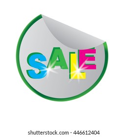 Vector illustration of offer discount. Circle label with inscription sale on white background