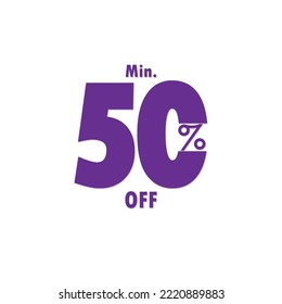 vector illustration for offer label discount coupon price cut 50% 60% minimum off