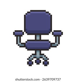 Vector Illustration of Office Chair with Pixel Art Design, perfect for game assets themed designs
