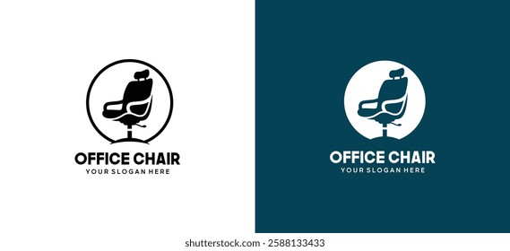 Vector illustration of office chair silhouette logo design with headrest