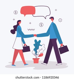 Vector illustration of the office concept business people in the flat style. E-commerce and team work business concept.