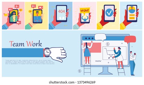 Vector illustration of the office concept business people in the flat style. E-commerce and team work business  concept