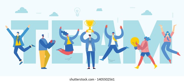 Vector illustration of the office concept business people in the flat style. E-commerce and team work business concept