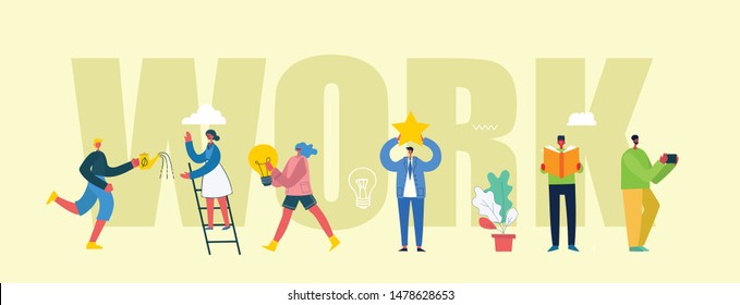 Vector illustration of the office concept business people in the flat style. E-commerce and Team work business concept